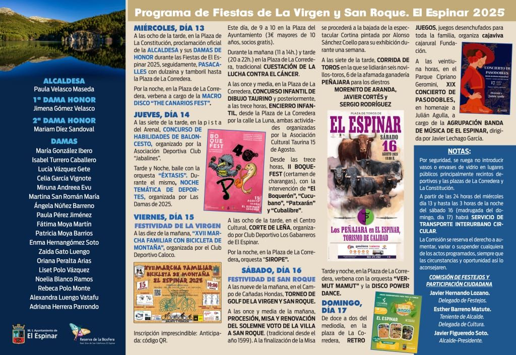 PROGRAMA DE FIESTAS DE LA VIRGEN Y SAN ROQUE. EL ESPINAR 2025